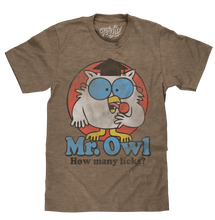 Load image into Gallery viewer, Mr. Owl How Many Licks? T-Shirt - Brown