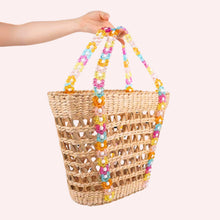 Load image into Gallery viewer, Beaded Beach Basket Tote