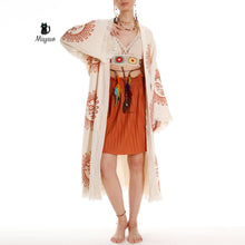 Load image into Gallery viewer, Unique Sun Stamped Robe: Eco-Friendly Organic Cotton Boho Kimono
