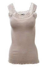 Load image into Gallery viewer, BASIC COTTON Free Spirit Premium Quality 100% Cotton Women's Lace Trim Tank Top Made in Italy