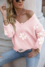 Load image into Gallery viewer, Celestial Blossom Distressed Sweater