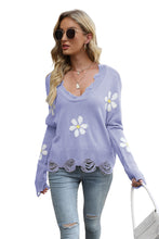 Load image into Gallery viewer, Celestial Blossom Distressed Sweater