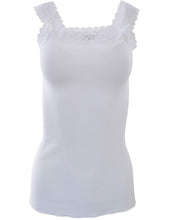 Load image into Gallery viewer, BASIC COTTON Free Spirit Premium Quality 100% Cotton Women's Lace Trim Tank Top Made in Italy