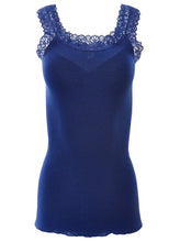 Load image into Gallery viewer, BASIC COTTON Free Spirit Premium Quality 100% Cotton Women's Lace Trim Tank Top Made in Italy