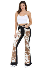 Load image into Gallery viewer, GJG Denim Rodeo Bell Bottom Jean Brown Cow Hide