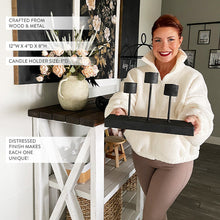 Load image into Gallery viewer, Distressed Black Metal Candle Holder