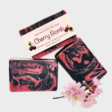 Load image into Gallery viewer, Natural Goat Milk Soap | Charcoal and Cranberry Seed Scrub | Cherry Bomb