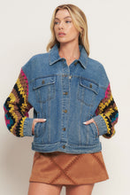 Load image into Gallery viewer, FESTIVAL WEAVE WASHED DENIM JACKET