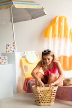 Load image into Gallery viewer, Beaded Beach Basket Tote