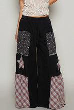 Load image into Gallery viewer, POL Drawstring Star Patch Contrast Wide Leg Pants