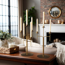 Load image into Gallery viewer, Freestanding Antique Iron Candelabra, Set of Two