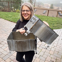 Load image into Gallery viewer, Aged Metal Footed Planters, Set of Two