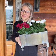 Load image into Gallery viewer, Aged Metal Footed Planters, Set of Two