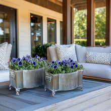 Load image into Gallery viewer, Aged Metal Footed Planters, Set of Two