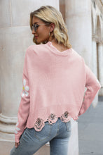 Load image into Gallery viewer, Celestial Blossom Distressed Sweater
