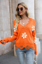 Load image into Gallery viewer, Celestial Blossom Distressed Sweater
