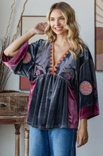 Load image into Gallery viewer, Vintage Embroidery Patch Velvet Top
