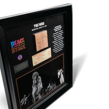 Load image into Gallery viewer, The Who Frame with Piece of 1969 Woodstock Stage and Original Ticket
