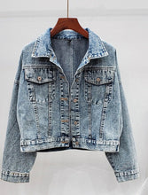 Load image into Gallery viewer, Miss Sparkling |Fringed Denim Jacket
