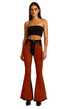 Load image into Gallery viewer, GJG Denim Burnt Orange Suede Bell Bottom Jean
