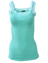 Load image into Gallery viewer, BASIC COTTON Free Spirit Premium Quality 100% Cotton Women's Lace Trim Tank Top Made in Italy

