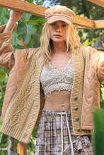 Load image into Gallery viewer, POL Quilting Patch Button Up Cable Knit Jacket
