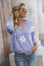 Load image into Gallery viewer, Celestial Blossom Distressed Sweater
