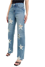 Load image into Gallery viewer, Judy Blue Full Size High Waist  Rigid Magic Star Shaped Destroy 90&#39;s Straight Jeans Plus Size
