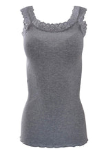 Load image into Gallery viewer, BASIC COTTON Free Spirit Premium Quality 100% Cotton Women's Lace Trim Tank Top Made in Italy
