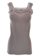 Load image into Gallery viewer, BASIC COTTON Free Spirit Premium Quality 100% Cotton Women's Lace Trim Tank Top Made in Italy
