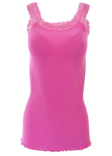Load image into Gallery viewer, BASIC COTTON Free Spirit Premium Quality 100% Cotton Women's Lace Trim Tank Top Made in Italy
