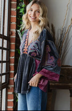 Load image into Gallery viewer, Vintage Embroidery Patch Velvet Top

