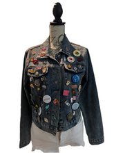 Load image into Gallery viewer, Upcycled “50” Pins Demin Jacket
