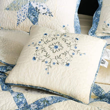 Load image into Gallery viewer, Kasentex 100% Cotton Floral Patchwork Throw Pillow, Blue

