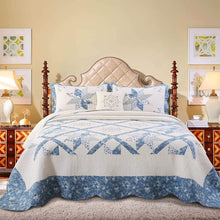 Load image into Gallery viewer, Kasentex 100% Cotton Floral Patchwork Throw Pillow, Blue
