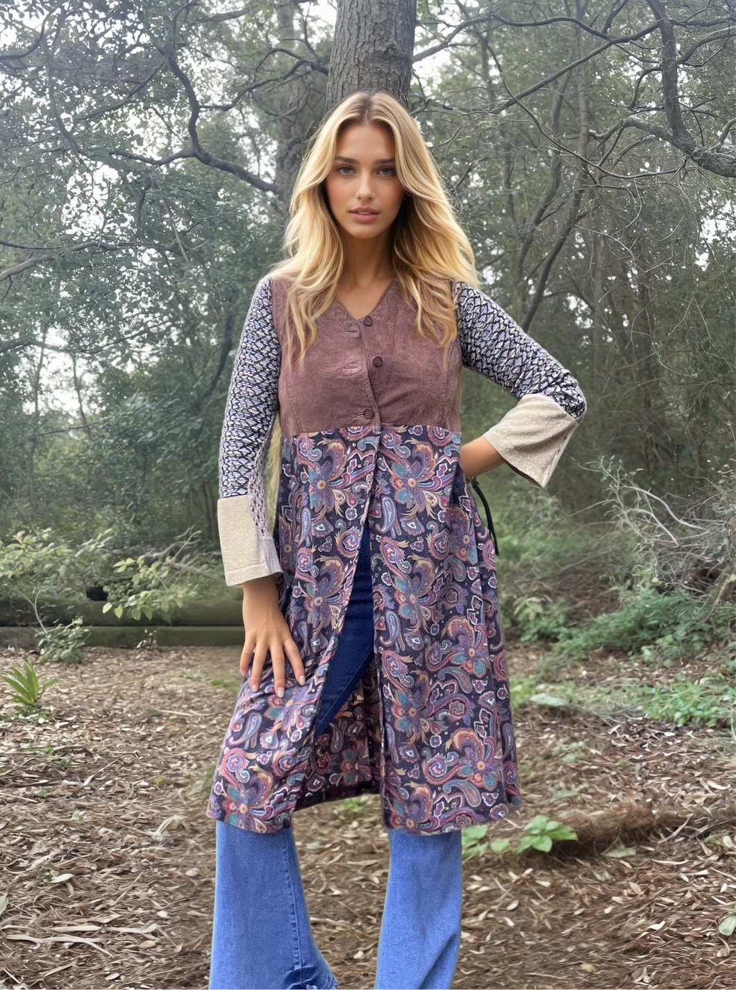 Upcycled Suede Vest Cardigan