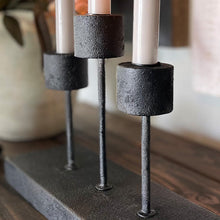 Load image into Gallery viewer, Distressed Black Metal Candle Holder
