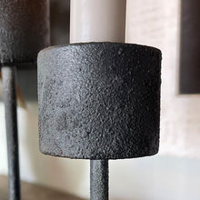 Load image into Gallery viewer, Distressed Black Metal Candle Holder

