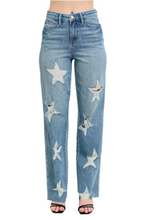 Load image into Gallery viewer, Judy Blue Full Size High Waist  Rigid Magic Star Shaped Destroy 90&#39;s Straight Jeans Plus Size

