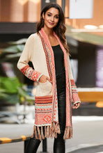 Load image into Gallery viewer, Bohemian Tassel Hem Open Front Cardigan
