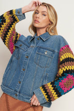 Load image into Gallery viewer, FESTIVAL WEAVE WASHED DENIM JACKET
