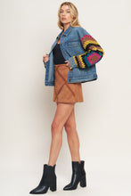 Load image into Gallery viewer, FESTIVAL WEAVE WASHED DENIM JACKET
