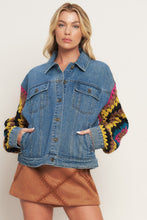 Load image into Gallery viewer, FESTIVAL WEAVE WASHED DENIM JACKET
