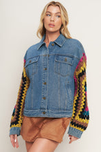 Load image into Gallery viewer, FESTIVAL WEAVE WASHED DENIM JACKET
