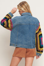 Load image into Gallery viewer, FESTIVAL WEAVE WASHED DENIM JACKET
