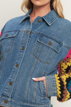 Load image into Gallery viewer, FESTIVAL WEAVE WASHED DENIM JACKET
