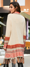 Load image into Gallery viewer, Bohemian Tassel Hem Open Front Cardigan
