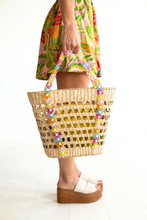 Load image into Gallery viewer, Beaded Beach Basket Tote
