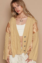 Load image into Gallery viewer, POL Quilting Patch Button Up Cable Knit Jacket
