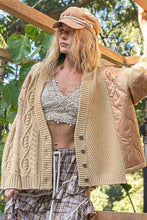 Load image into Gallery viewer, POL Quilting Patch Button Up Cable Knit Jacket
